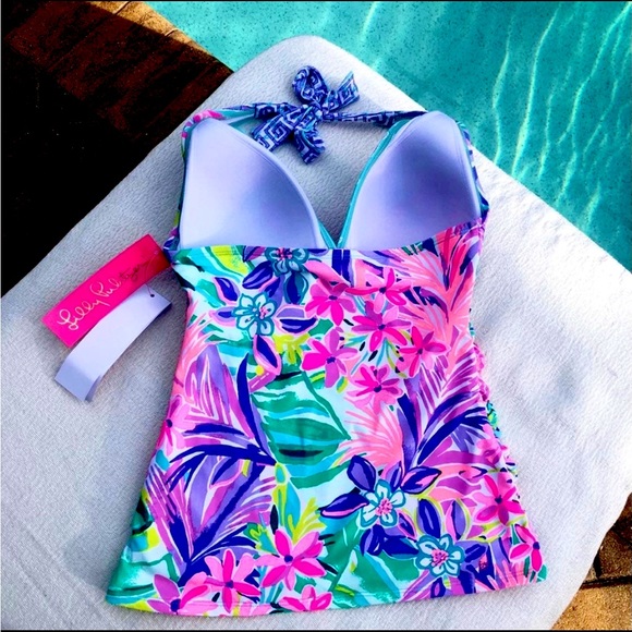 New Lilly Pulitzer Tankini Bliss Halter Top - Picture 2 of 6